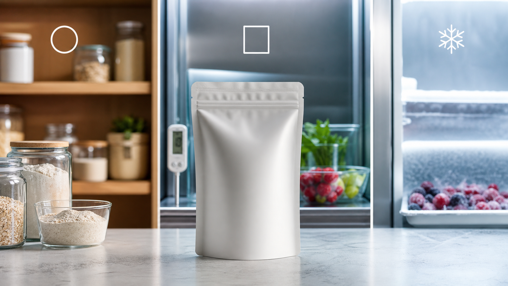 Pouch brief planning for shelf-stable, refrigerated and freezer storage