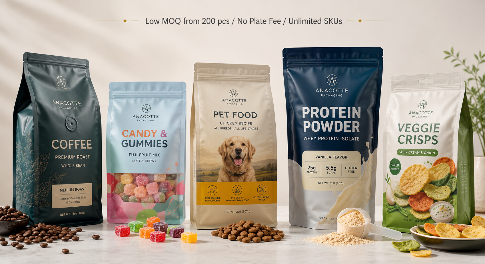 Low-MOQ custom pouch packaging for small CPG brand launches