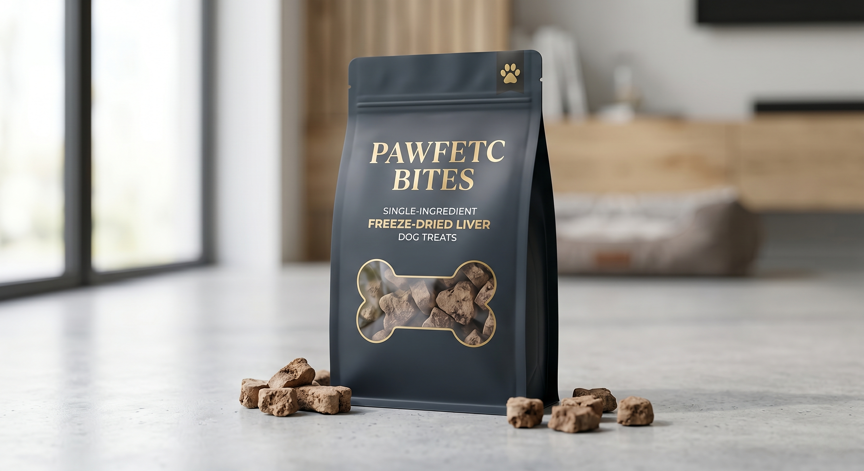 Custom freeze-dried pet food packaging for dog food and treat brands