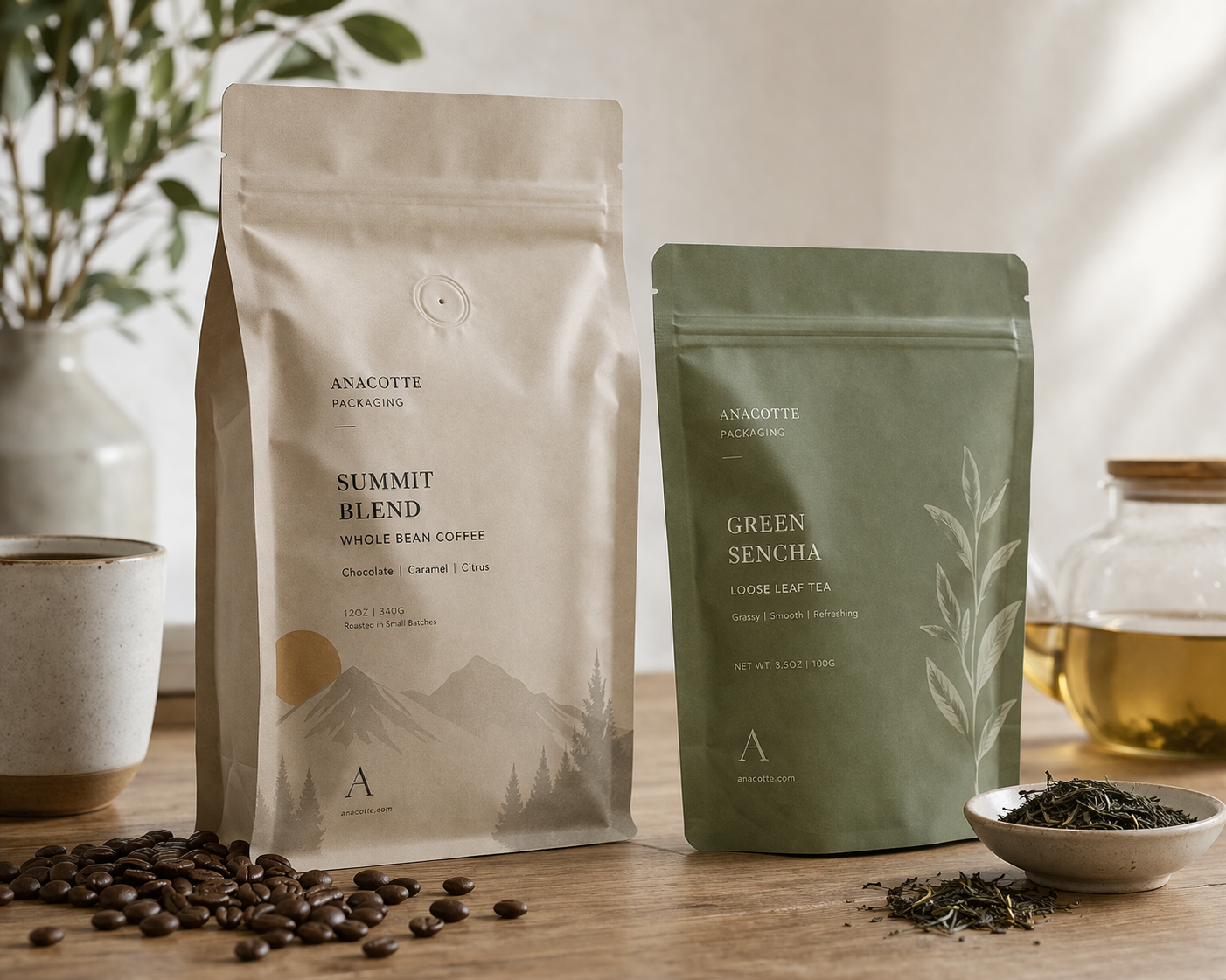 Custom coffee and tea packaging bags for low-MOQ product launches