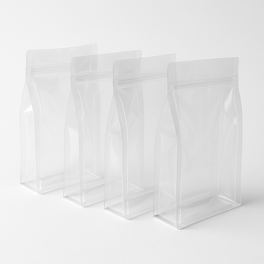 100 pcs Clear Quad Seal Pouches – Strong, Reusable & Transparent