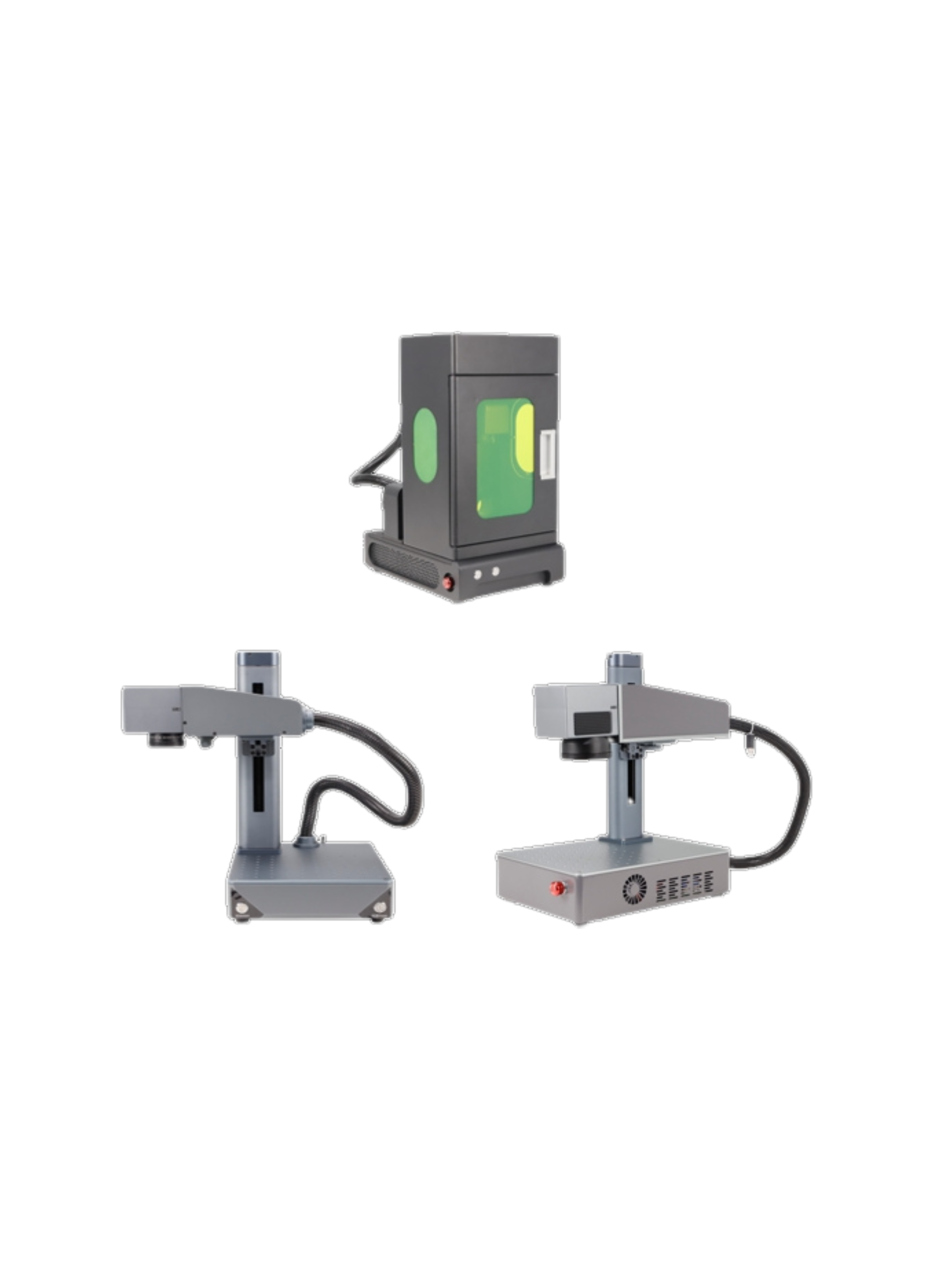 Fully Enclosed Optical Fiber Laser Marker for Jewelry/Plastic/Safety Cover & Compact/Dual Power Engraving