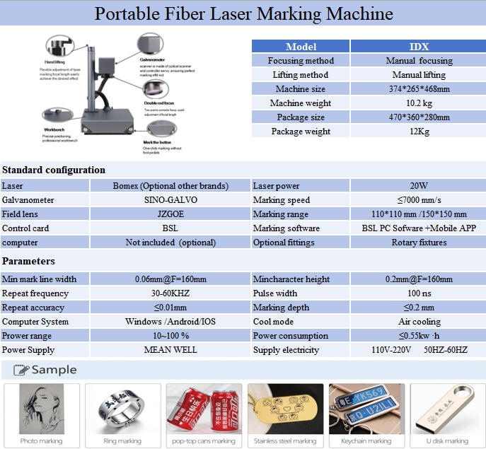 Desktop/Small/Micro/Mini Low-Cost Fiber Laser Engraver for IPhone/Bird Ring/Bracelet/Electronics