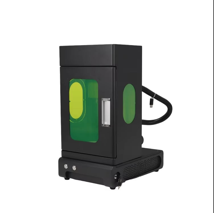 Fully Enclosed Optical Fiber Laser Marker for Jewelry/Plastic/Safety Cover & Compact/Dual Power Engraving