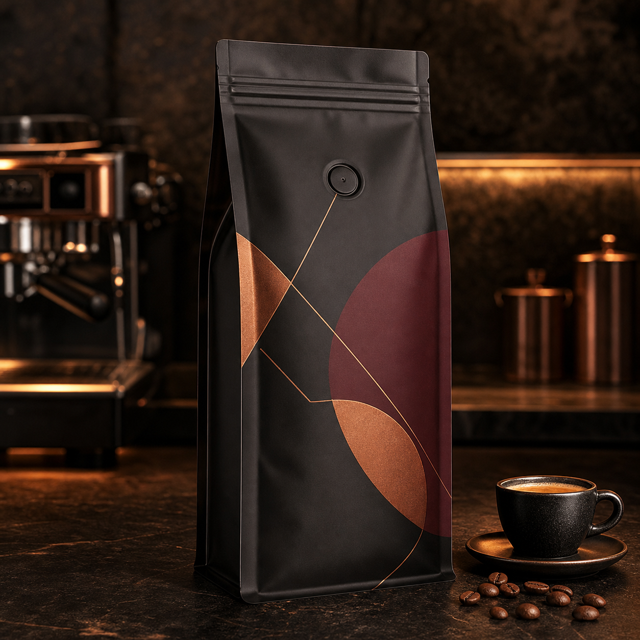 Espresso blend quad-seal coffee bean bag