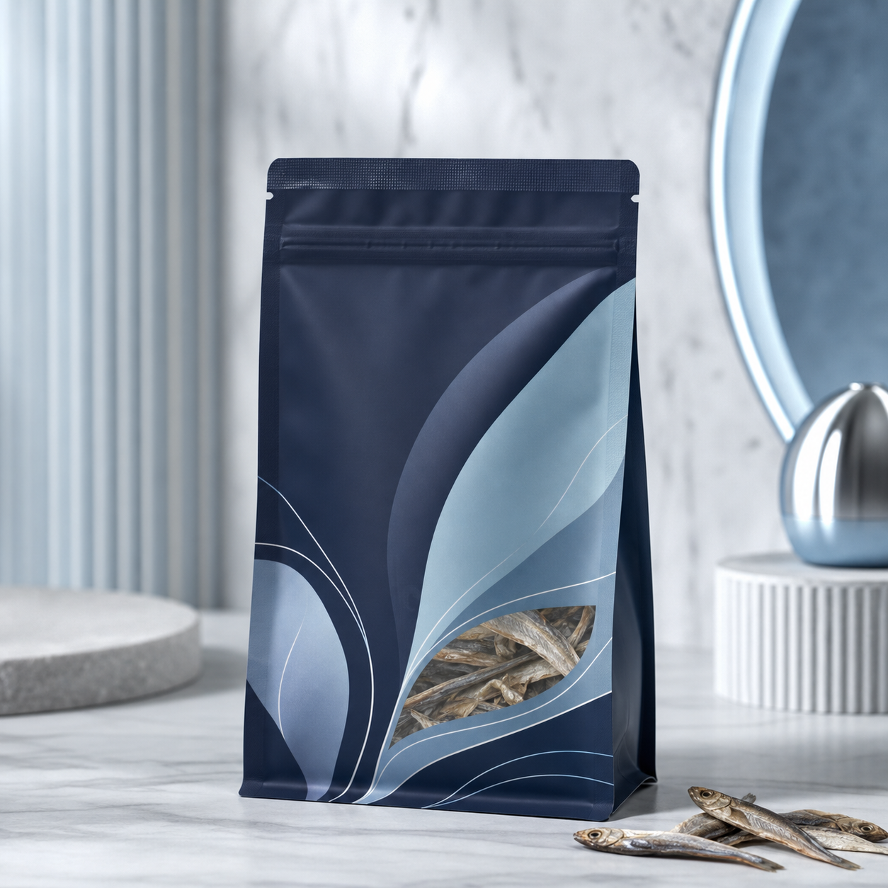 Freeze-dried minnow cat treat flat-bottom pouch