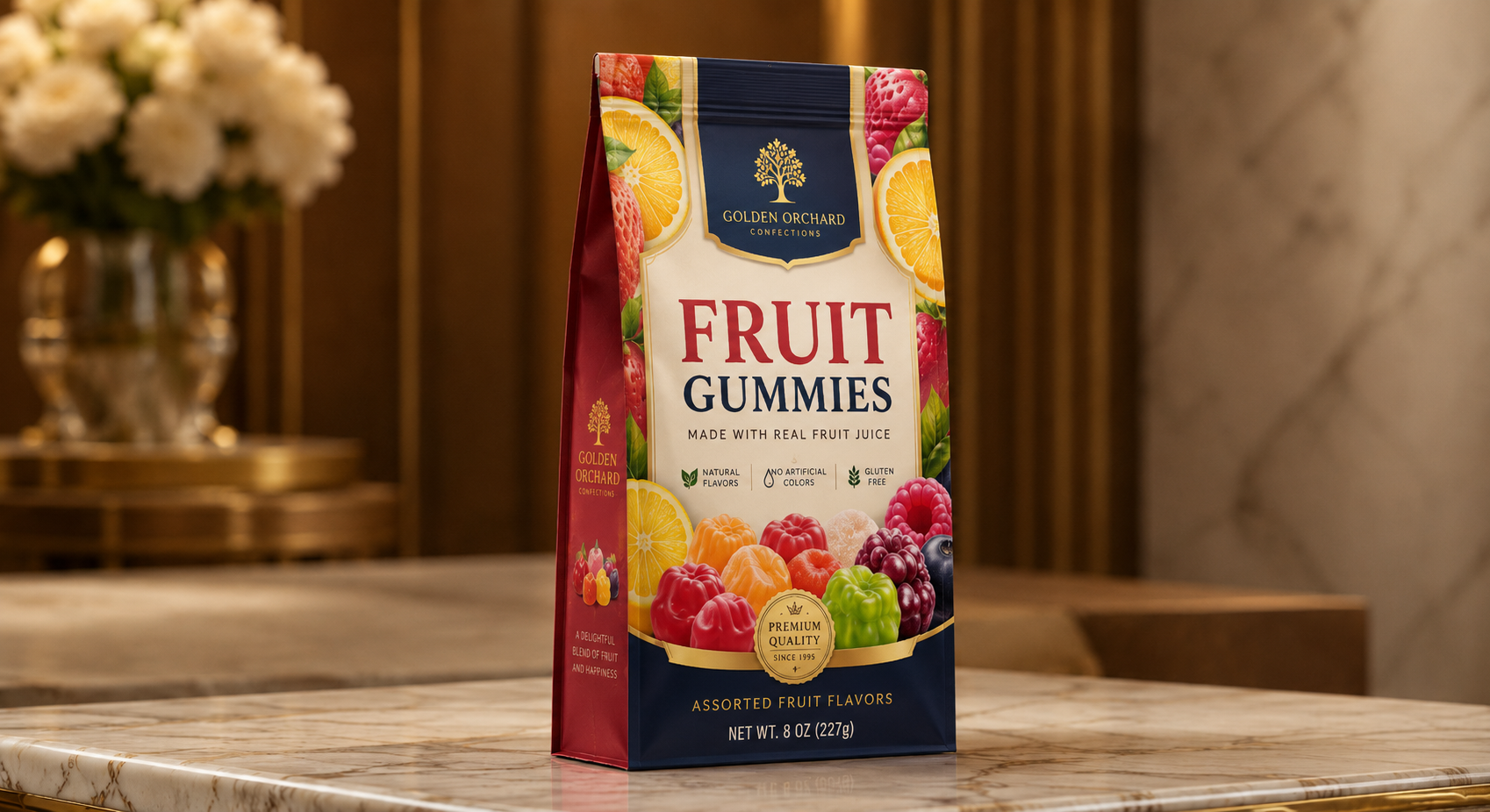 Custom Quad Seal Candy & Gummies Packaging Pouches