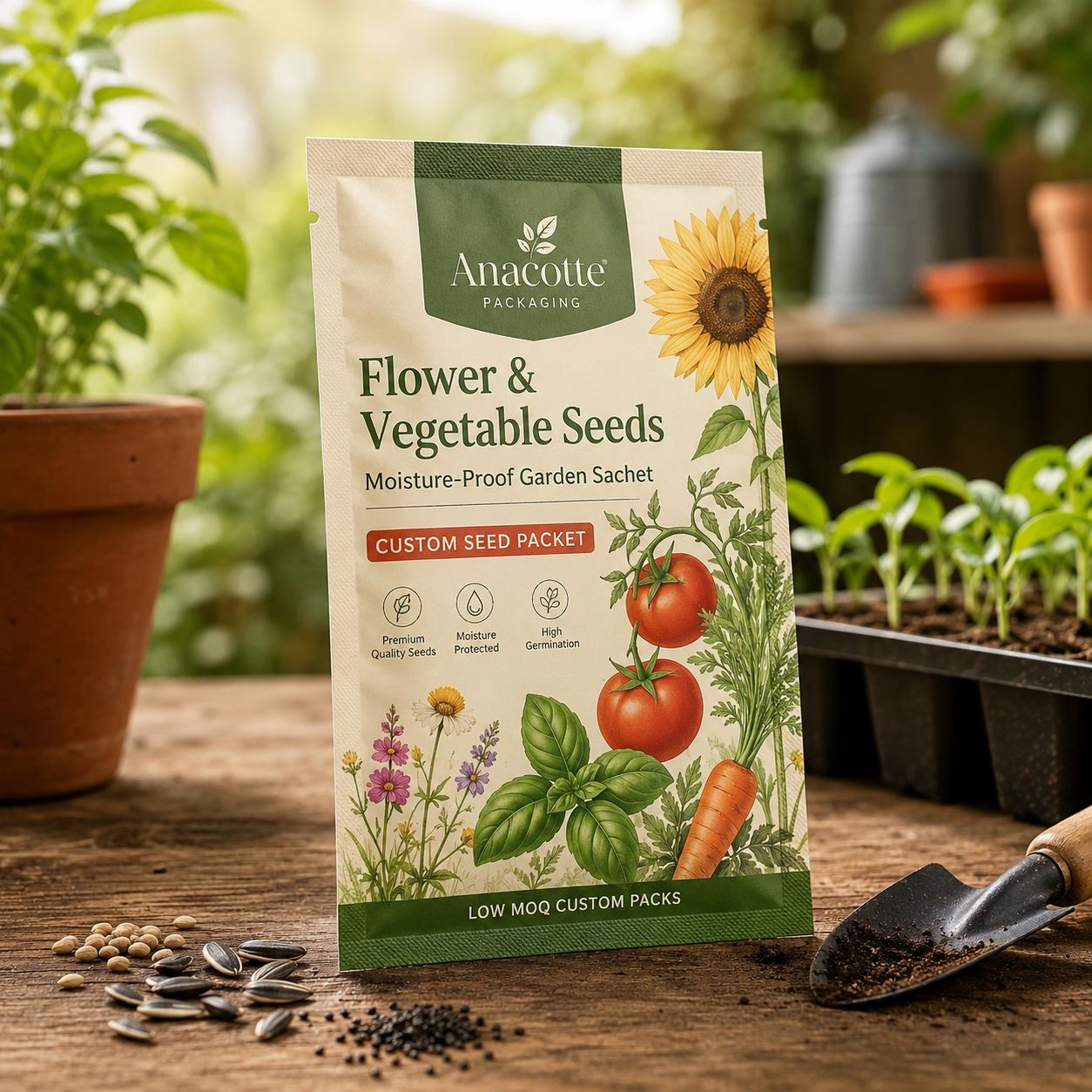 Custom Flower & Vegetable Seed Packet | Moisture-Proof Garden Sachet