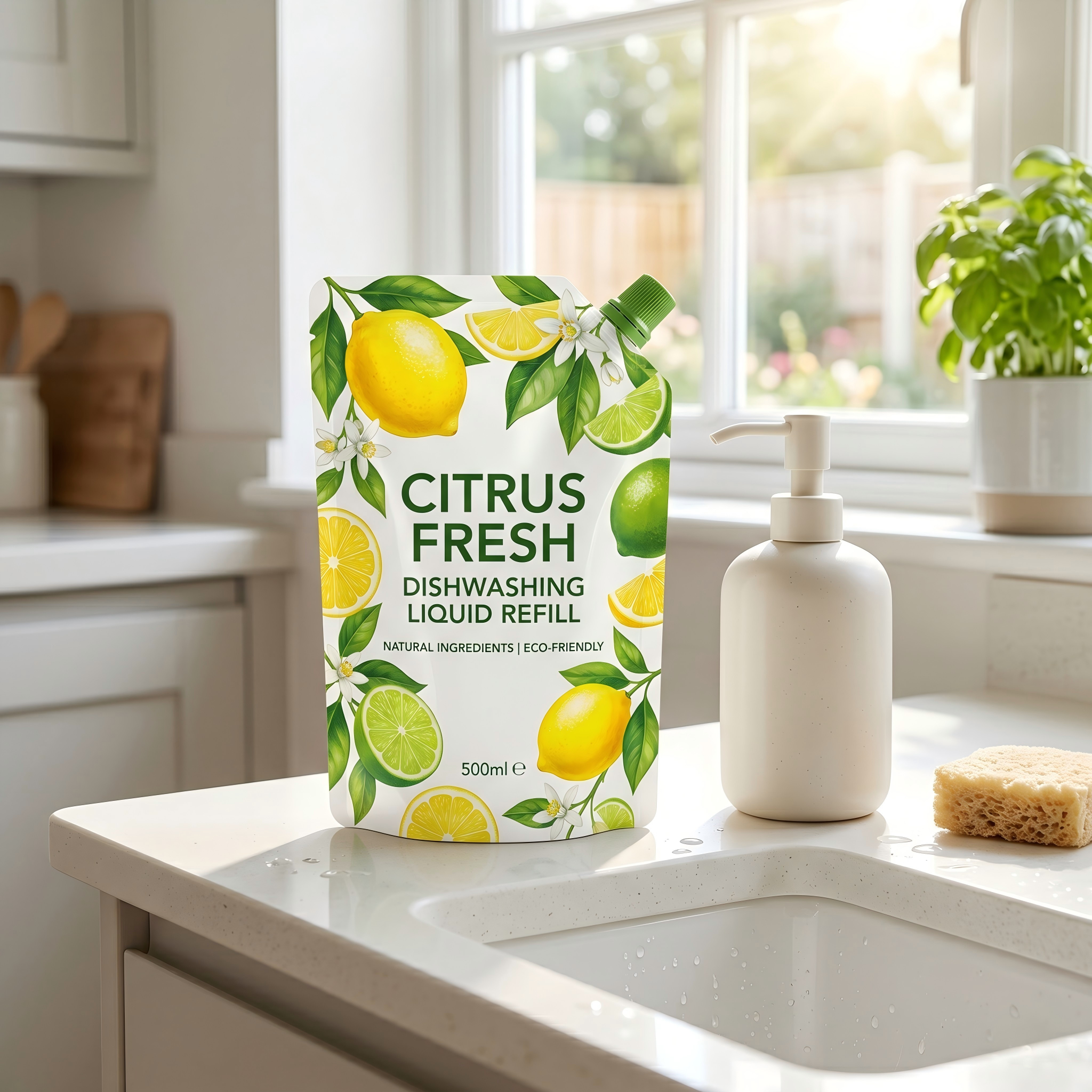 Dishwashing Liquid Refill Spout Pouch | Eco-Friendly Kitchen Packaging