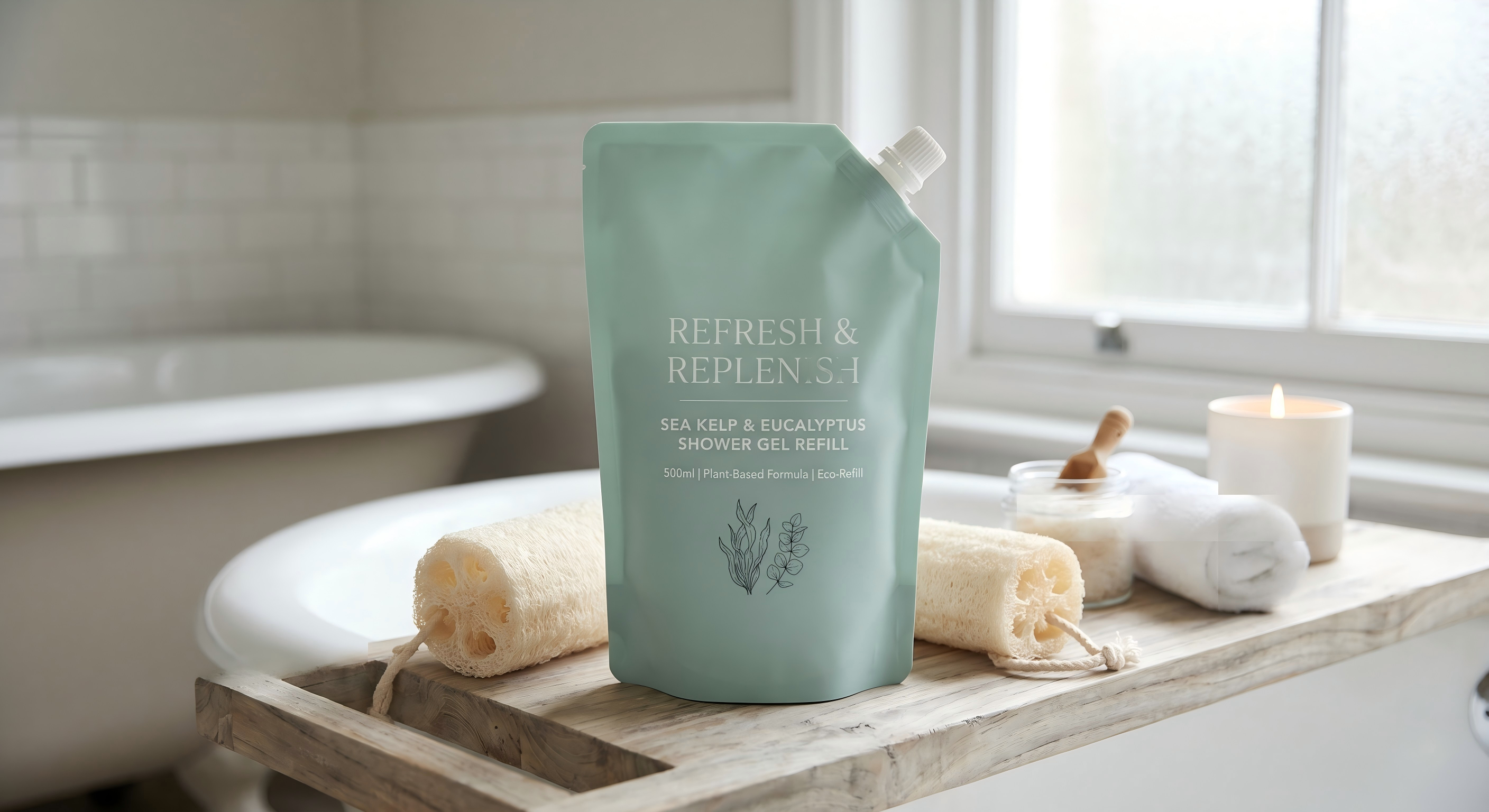 500ml / 16.9 fl oz Flexible Spout Pouch for Shower Gel | Body Wash Refill Packaging