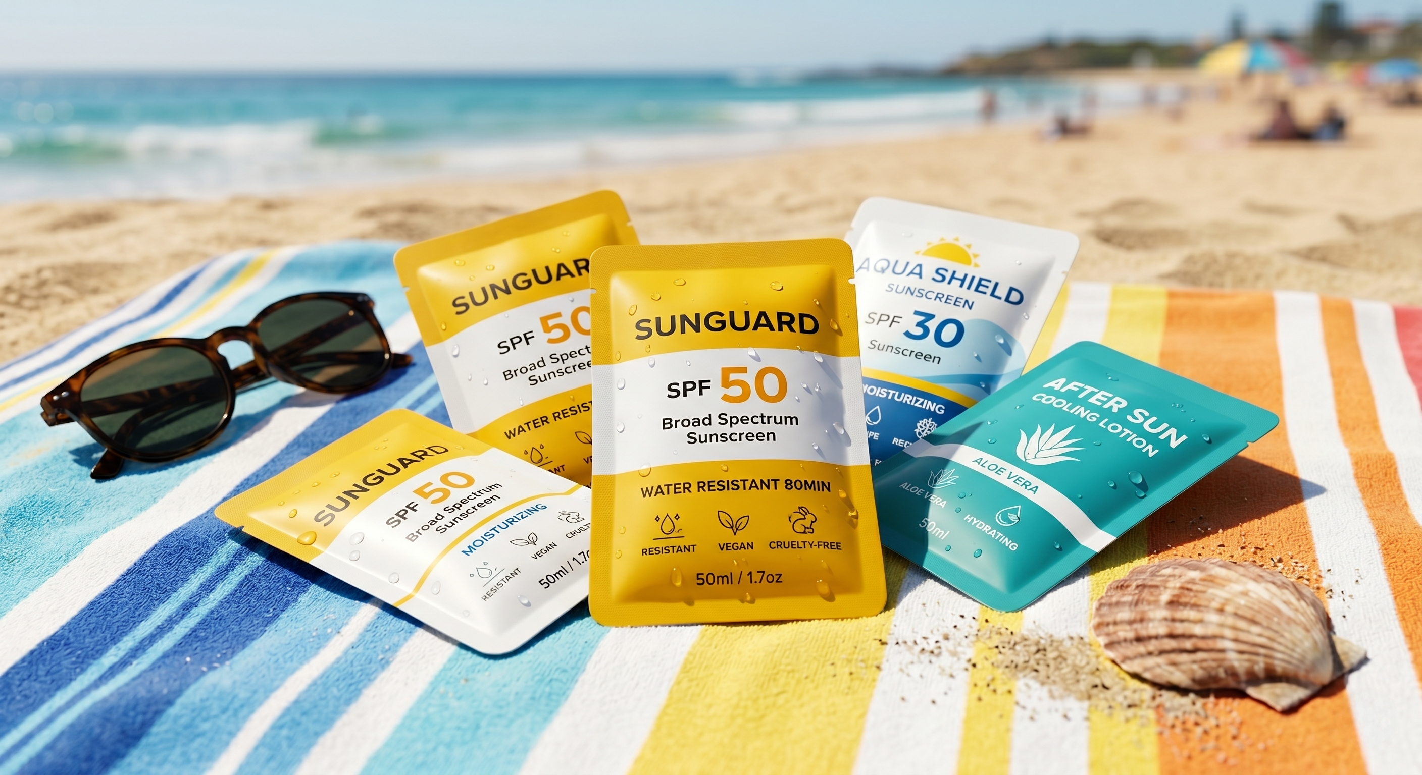 Custom Flat Pouch for Travel Sunscreen | Waterproof Skincare Sachet