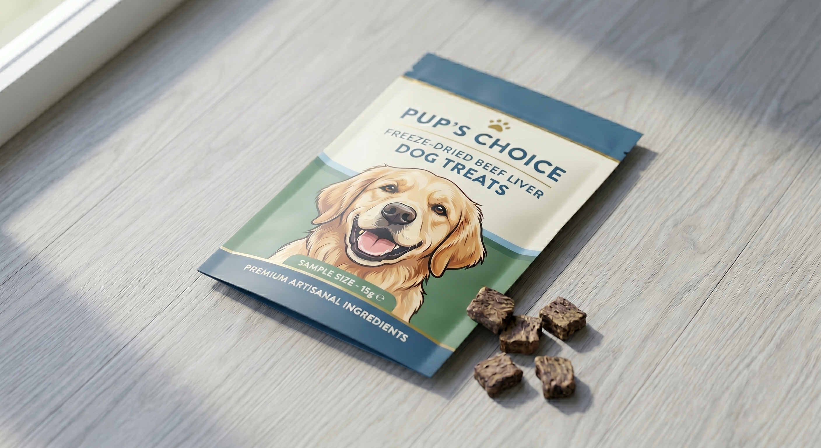 Custom Flat Pouch for Pet Treat Samples | Odor-Lock Snack Sachet
