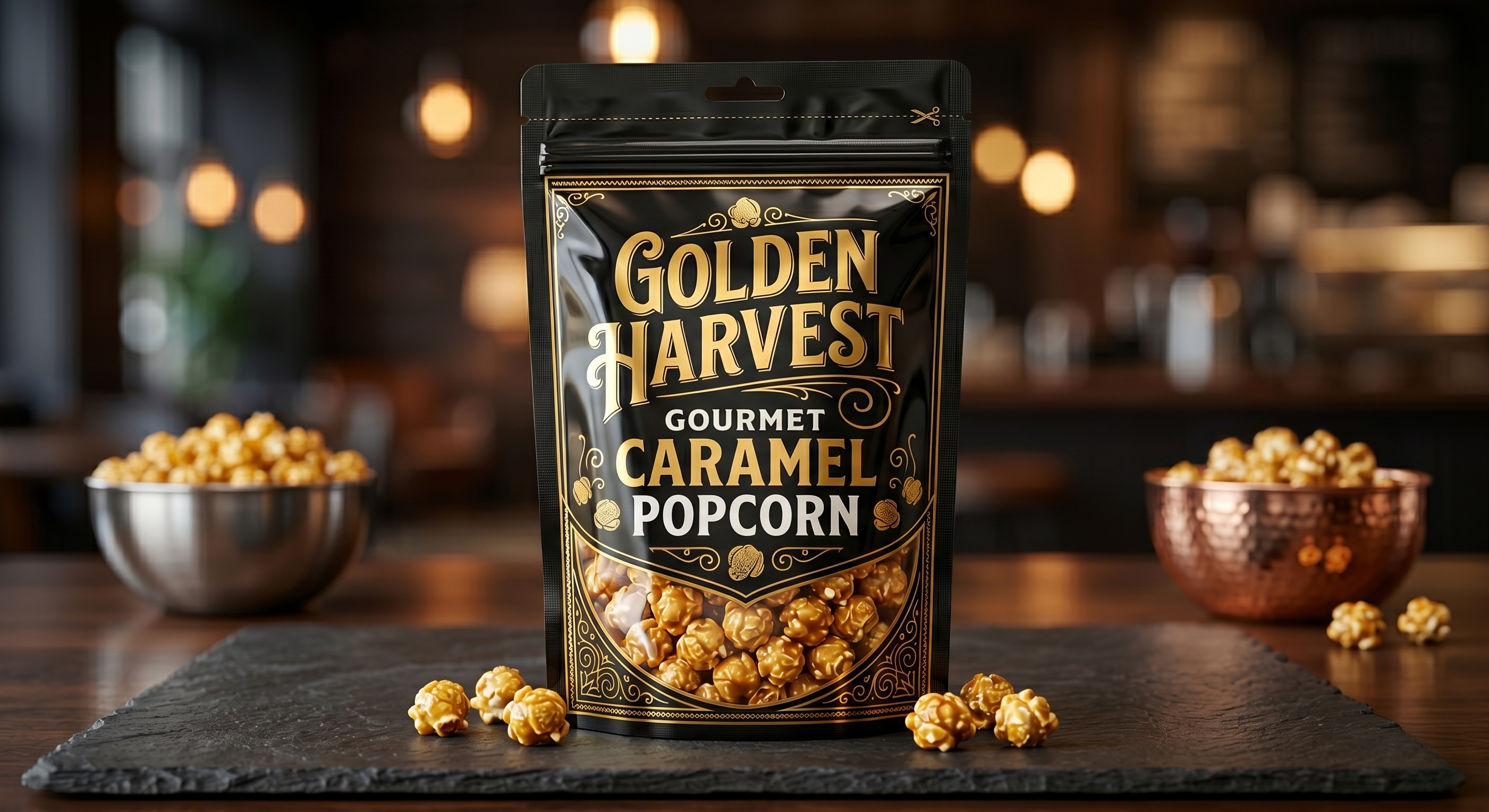 Gourmet Popcorn Stand Up Pouch | Grease-Resistant Snack Bag