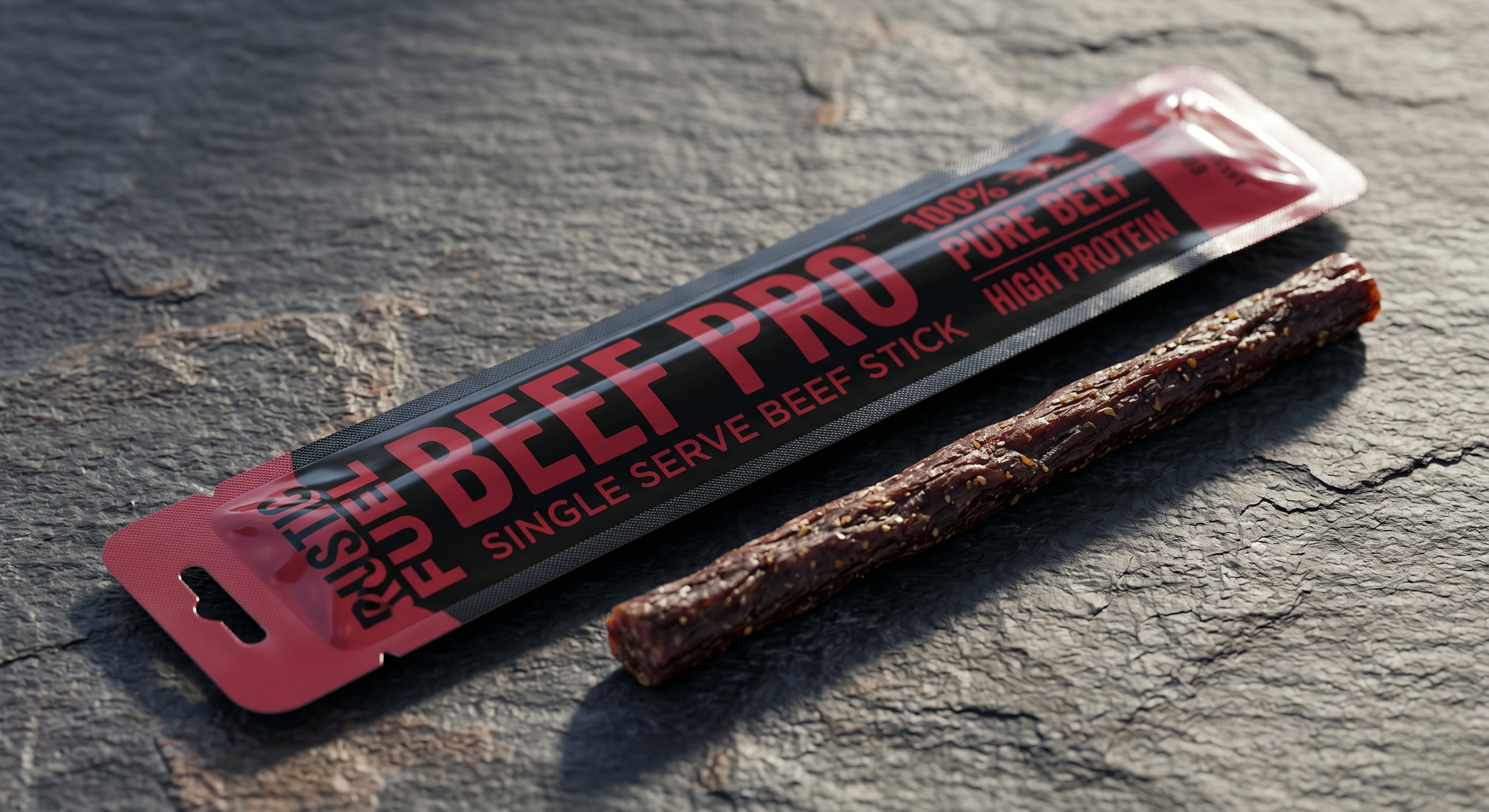 Custom Flat Pouch for Individual Meat Sticks | High-Barrier Protein Sachet