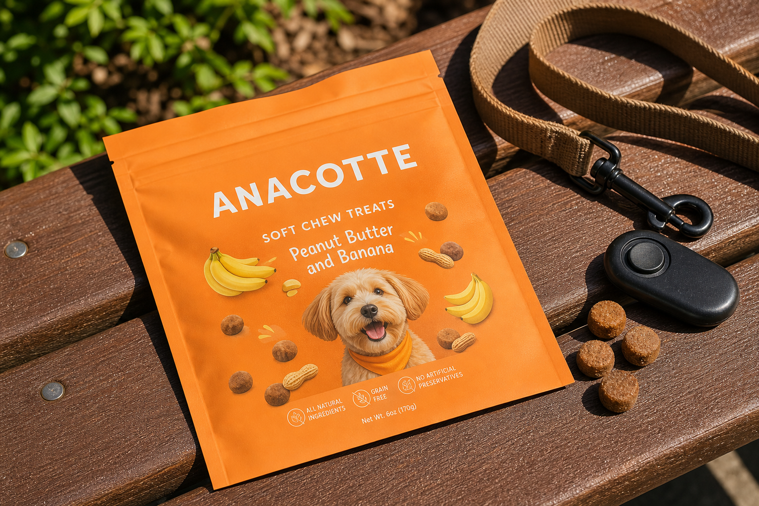 Custom Soft Chew Dog Treat Flat Pouch Packaging