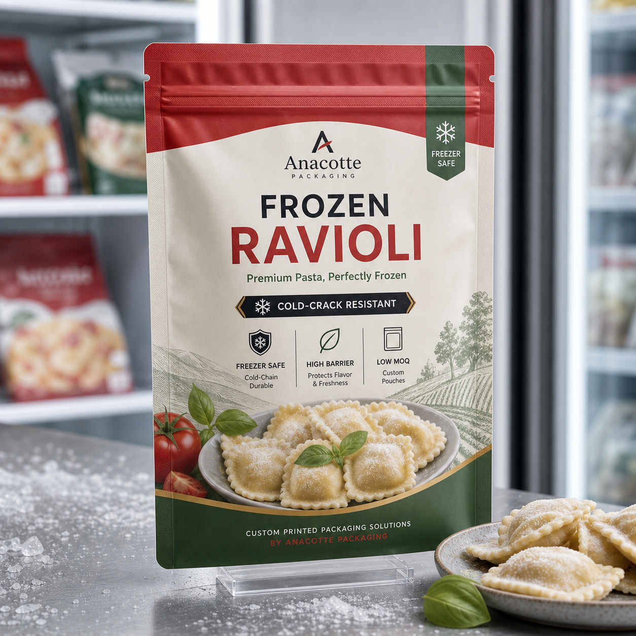 SOP-generierte kaltrissfeste Flachbeutelverpackungen für gefrorene Pasta und Ravioli