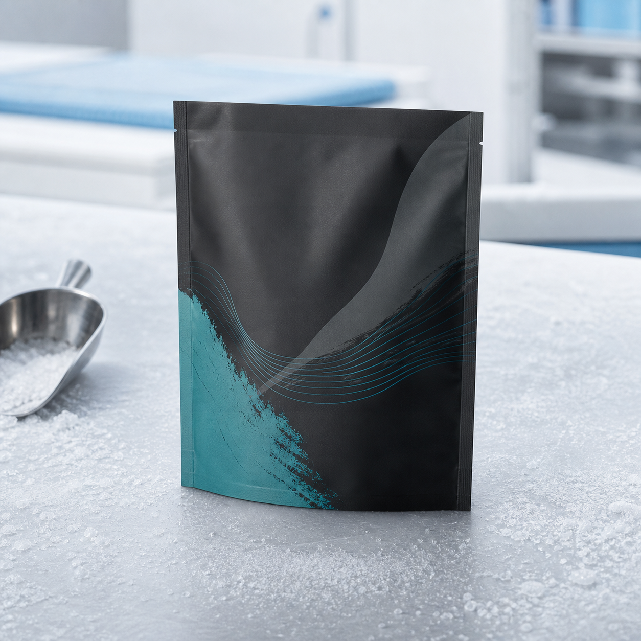 Frozen pet food meal portion flat pouch for subscription samples
