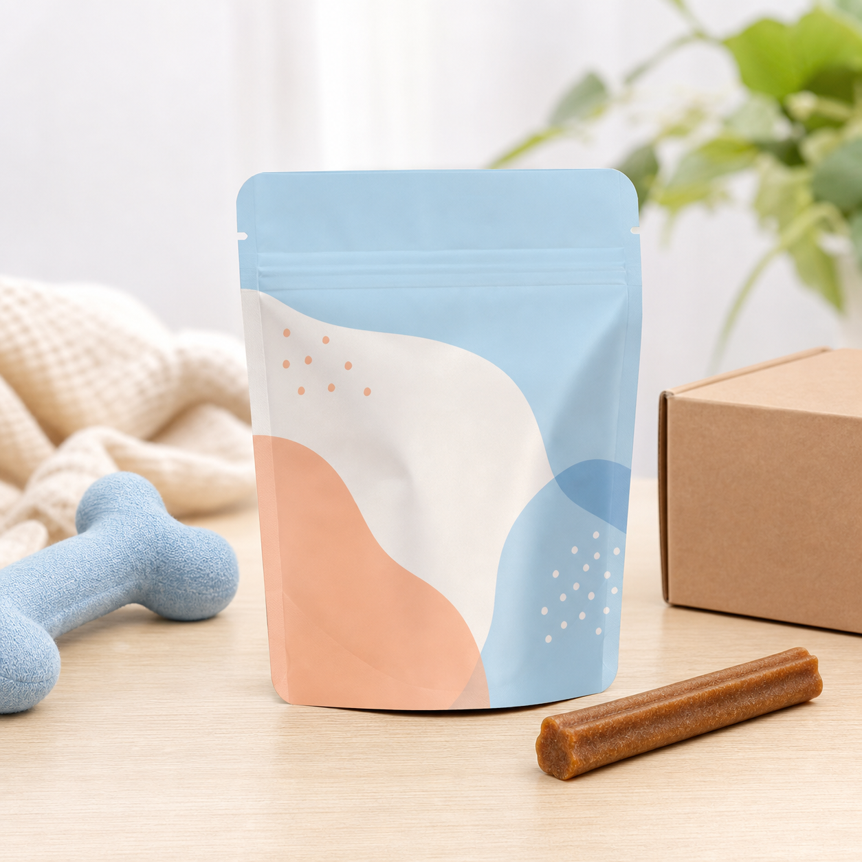 Puppy teething dog treat trial pouch for small-count starter kits