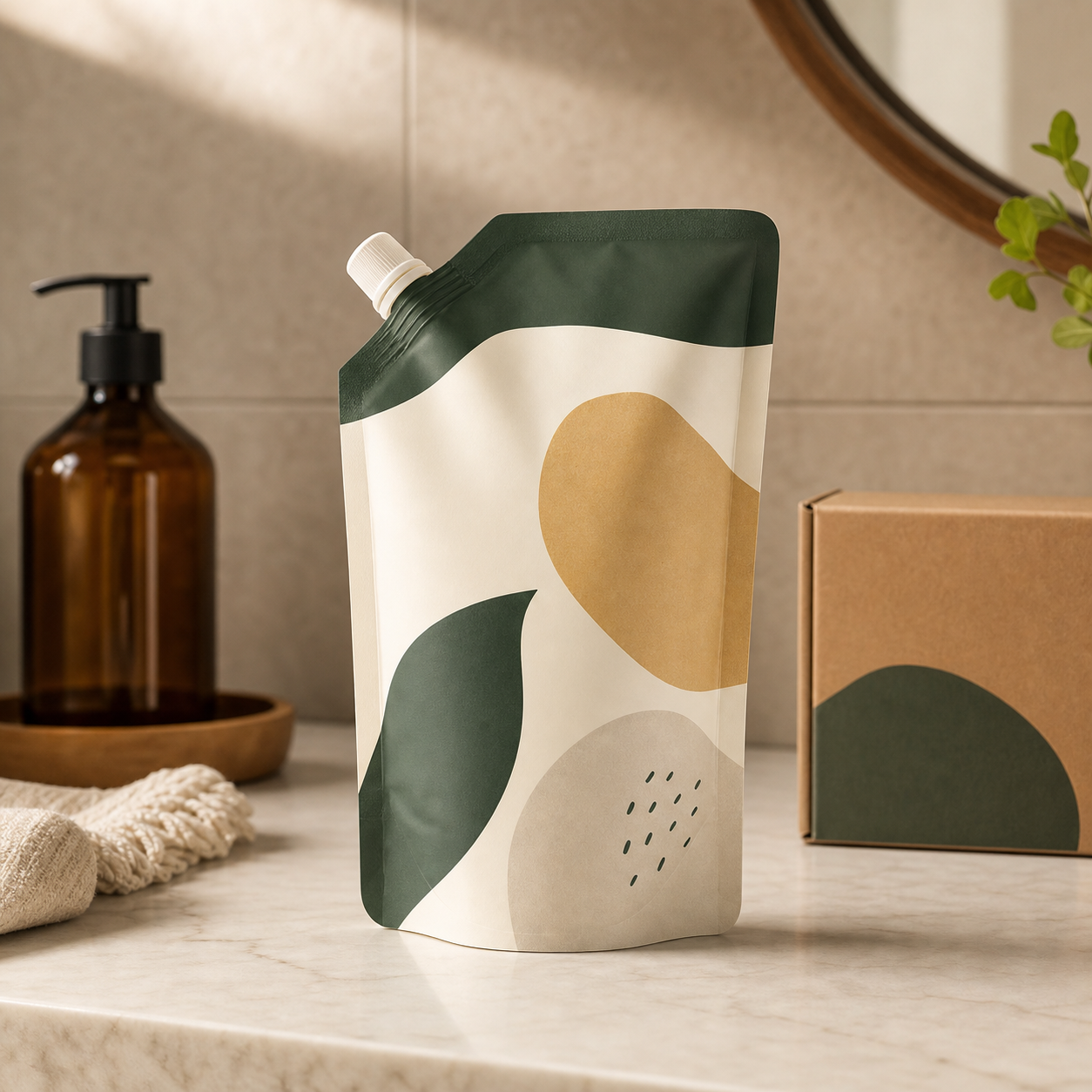 Sulfate-free shampoo refill spout pouch for DTC subscription packaging