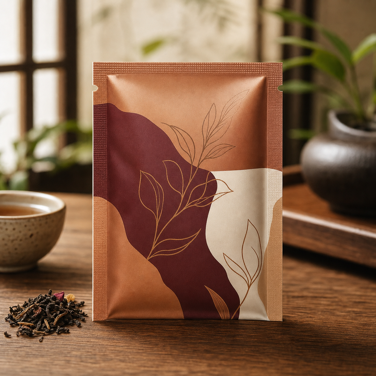 Custom loose-leaf tea discovery sachet for subscriptions and buyer samples