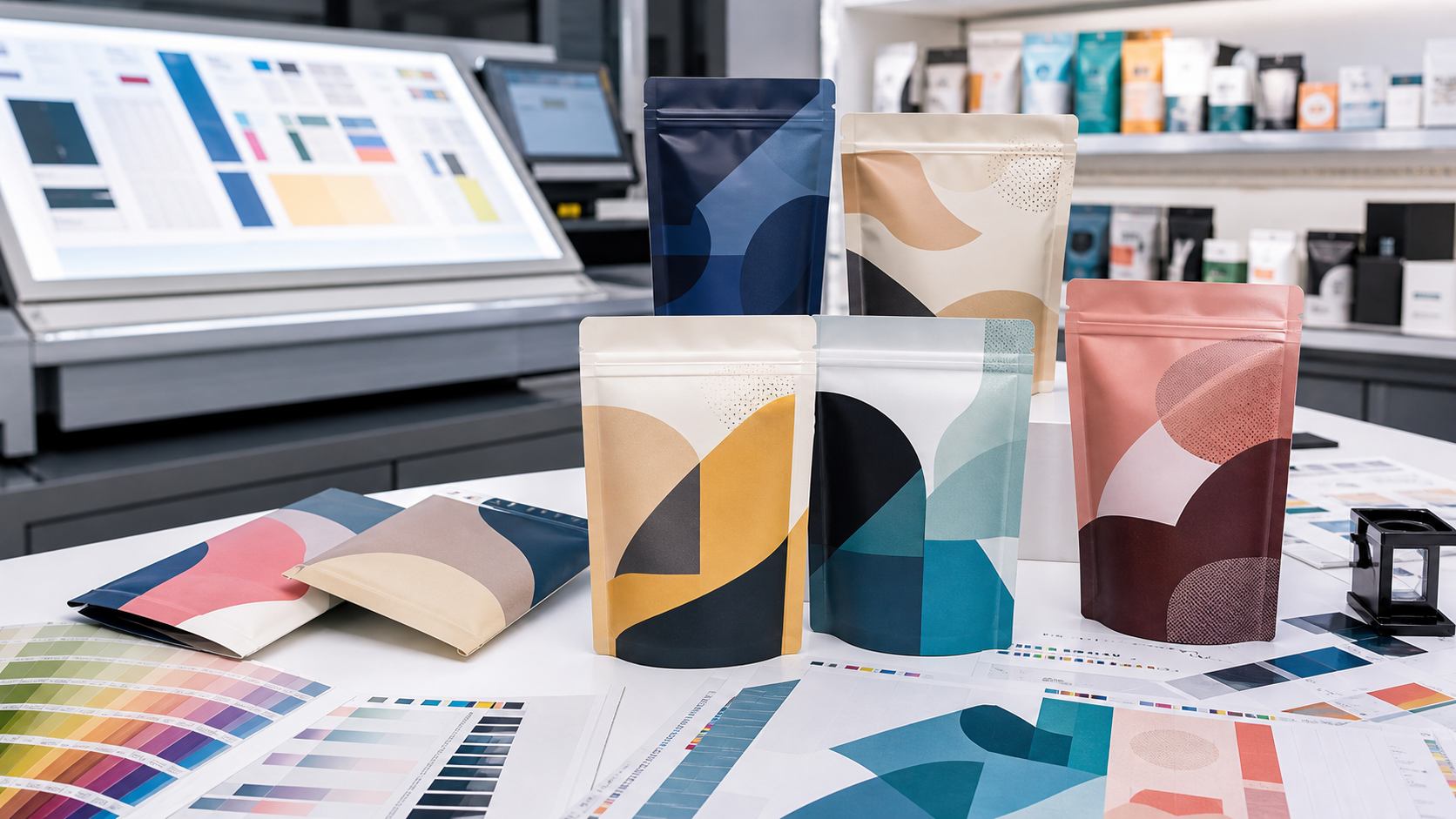 Digital printing packaging samples for low-MOQ multi-SKU pouch tests
