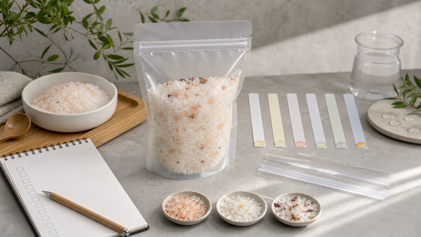 Bath salt pouch moisture fragrance and zipper test plan