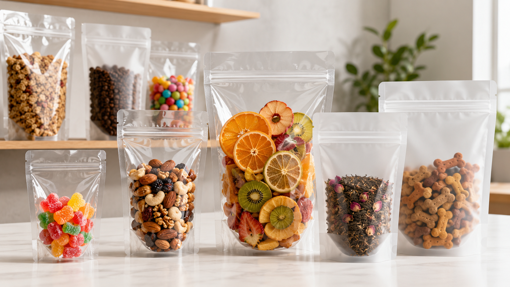 Clear Stand Up Pouch for Product Visibility and Low MOQ Custom Packaging