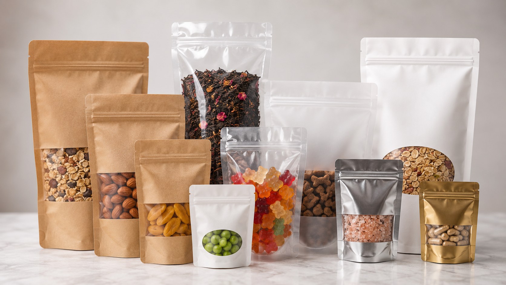 Stand Up Pouches With Window for Product Visibility and Shelf Display