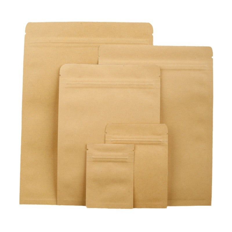 100 pcs Kraft Paper Food Packaging Flat Barrier Pouches with PE & Aluminum