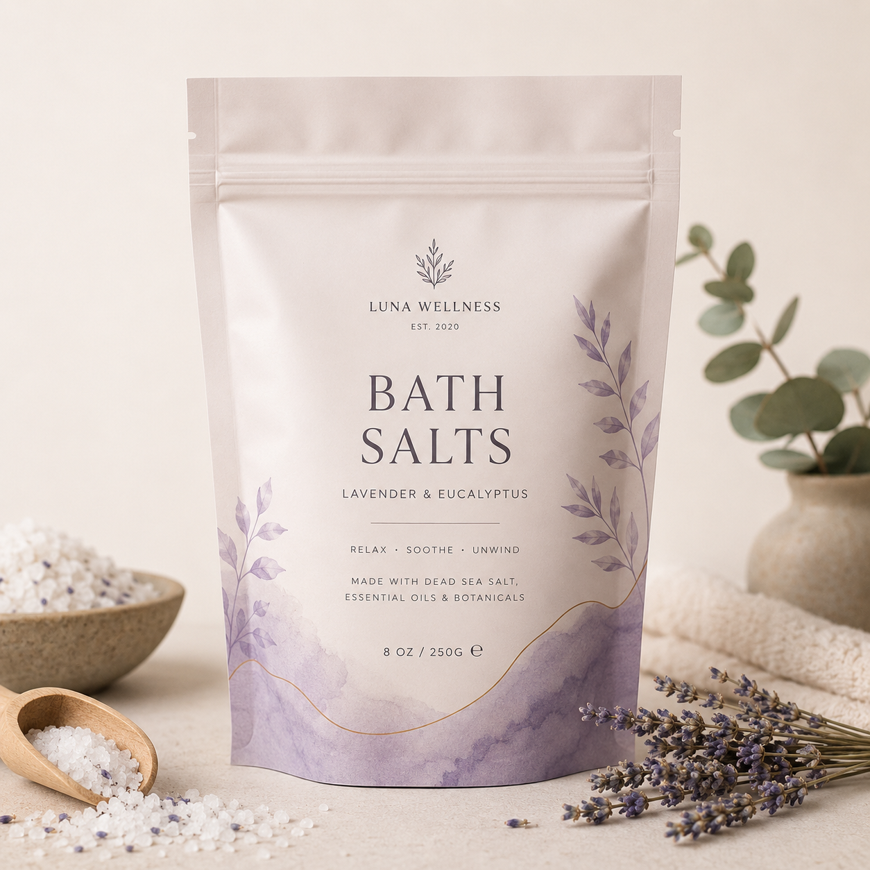 Resealable Stand Up Pouch for Bath Salts | Moisture-Barrier Spa Packaging