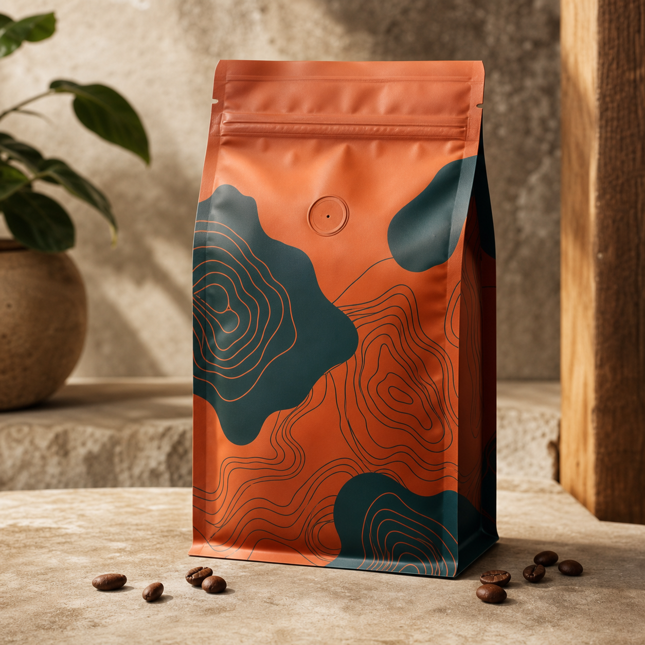 Coffee subscription flat-bottom bag for rotating multi-origin reorder packs