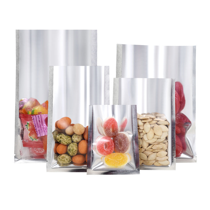 100 pcs Clear Front & Aluminum Foil Back Flat Barrier Pouches
