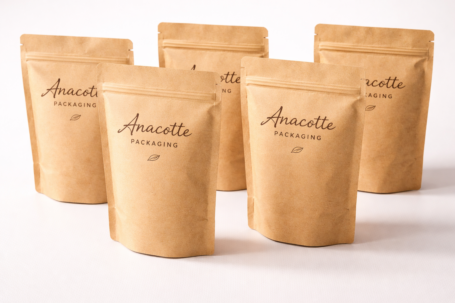 Custom Kraft Stand Up Pouches with Zipper | Food & Coffee Packaging Bags