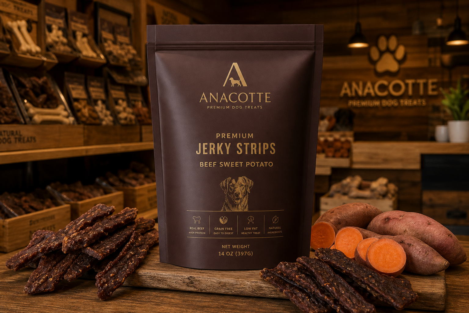 Custom Quad Seal Jerky Dog Treat Pouch Packaging