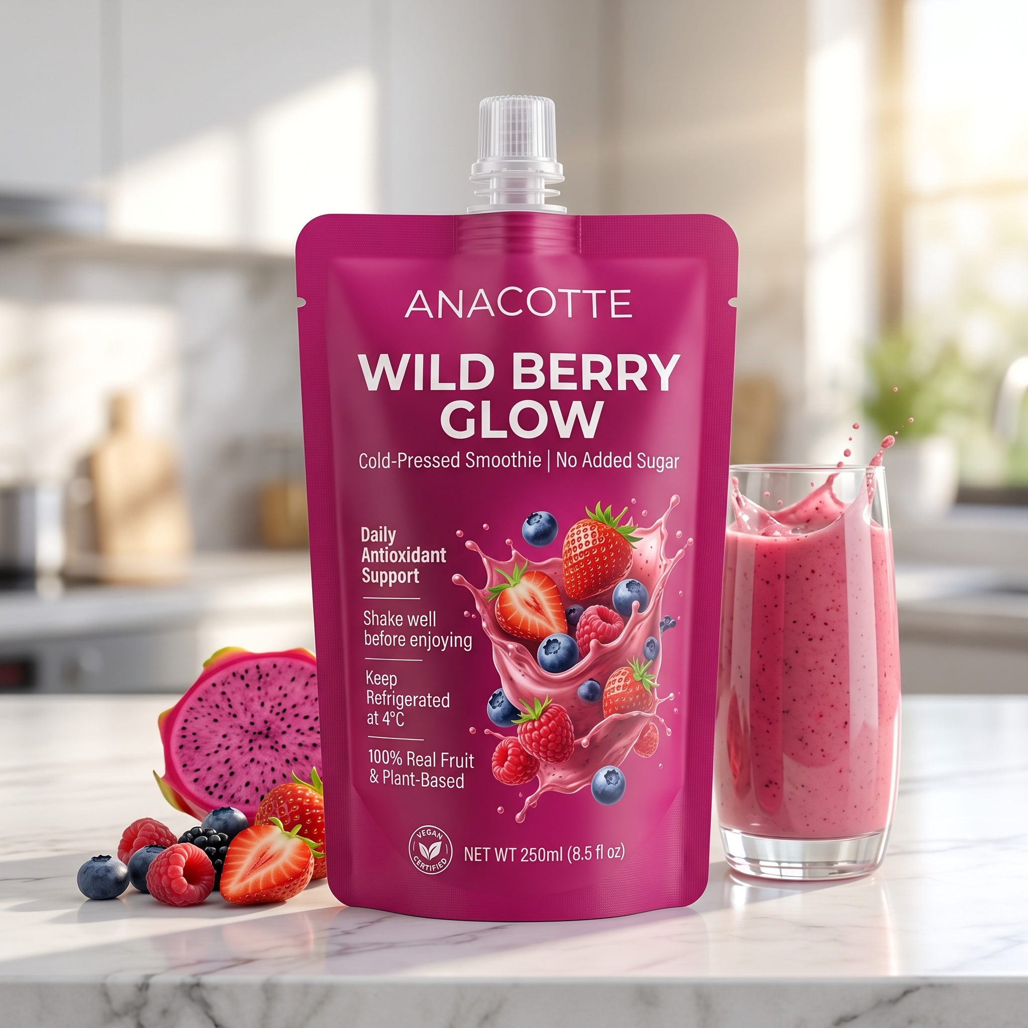 Custom Spouted Stand-Up Pouches for Ready-to-Drink Smoothies