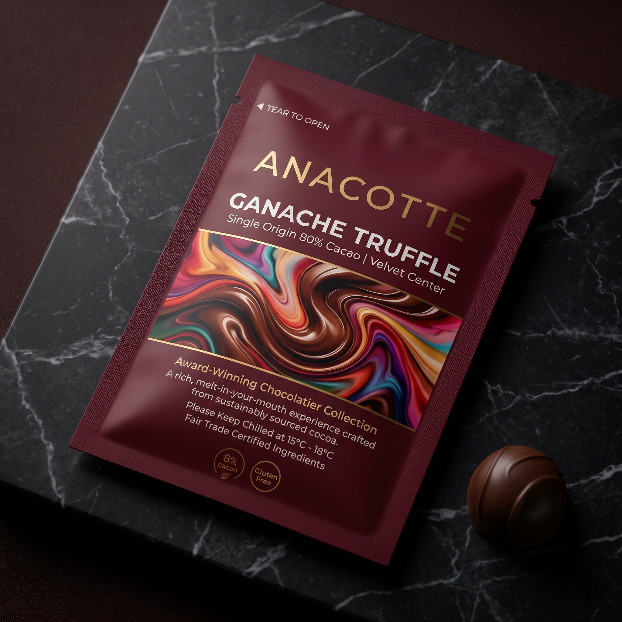 Elegant Flat Pouches for Chocolate Ganache Bites