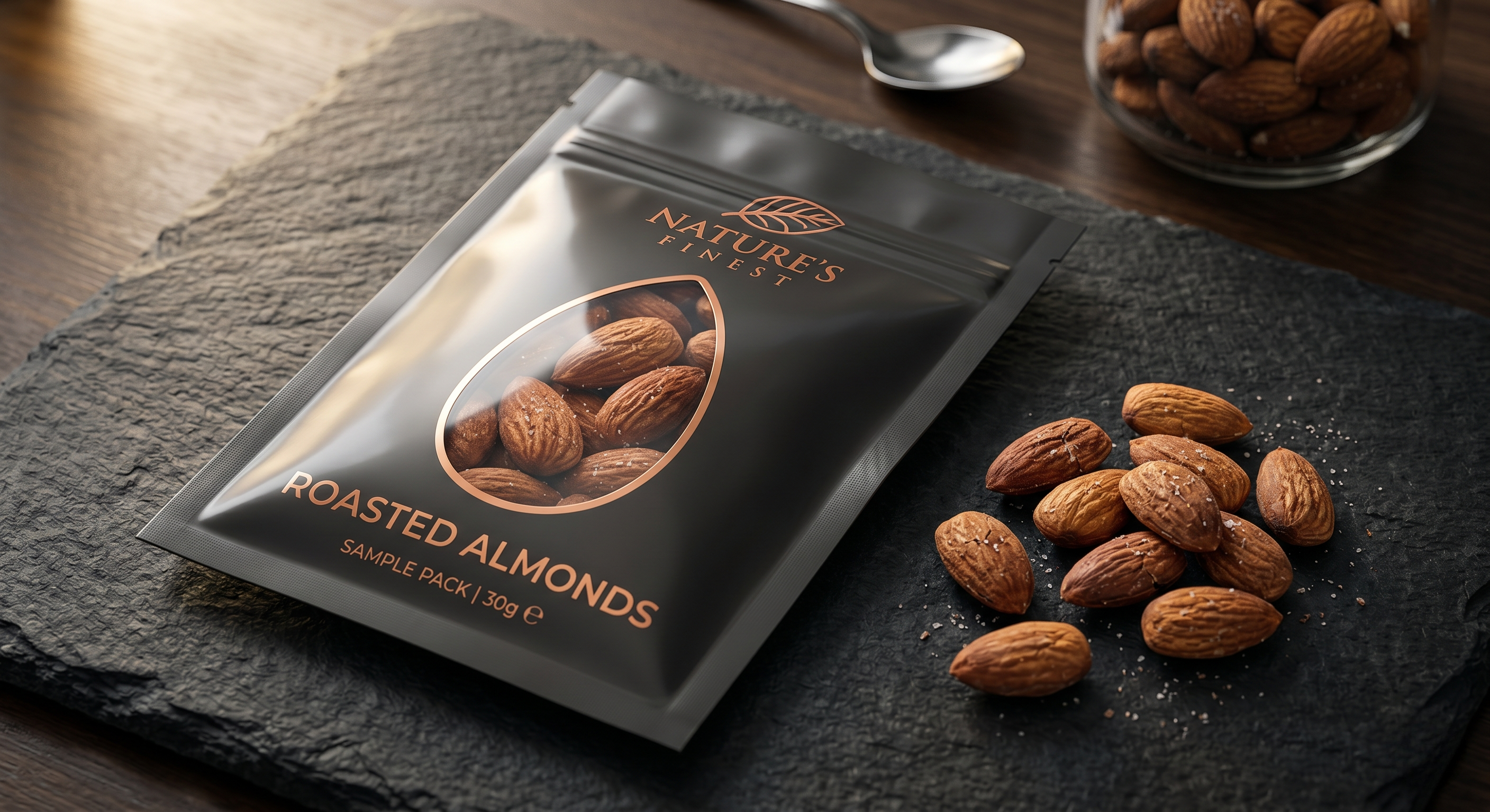 Custom Flat Pouch with Window for Nut Samples | High-Barrier Snack Sachet