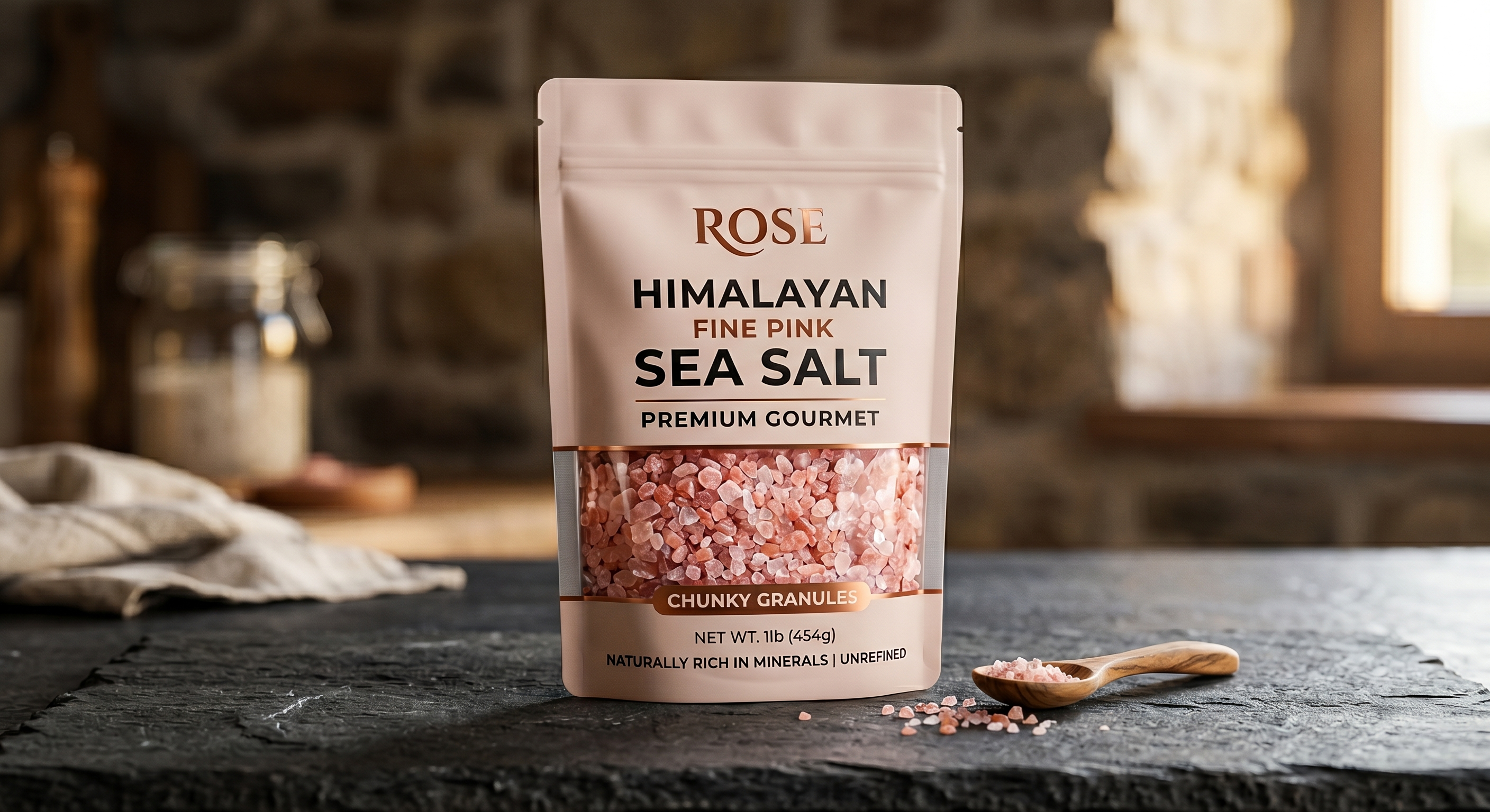 Gourmet Sea Salt Stand Up Pouch | Resealable Window Packaging