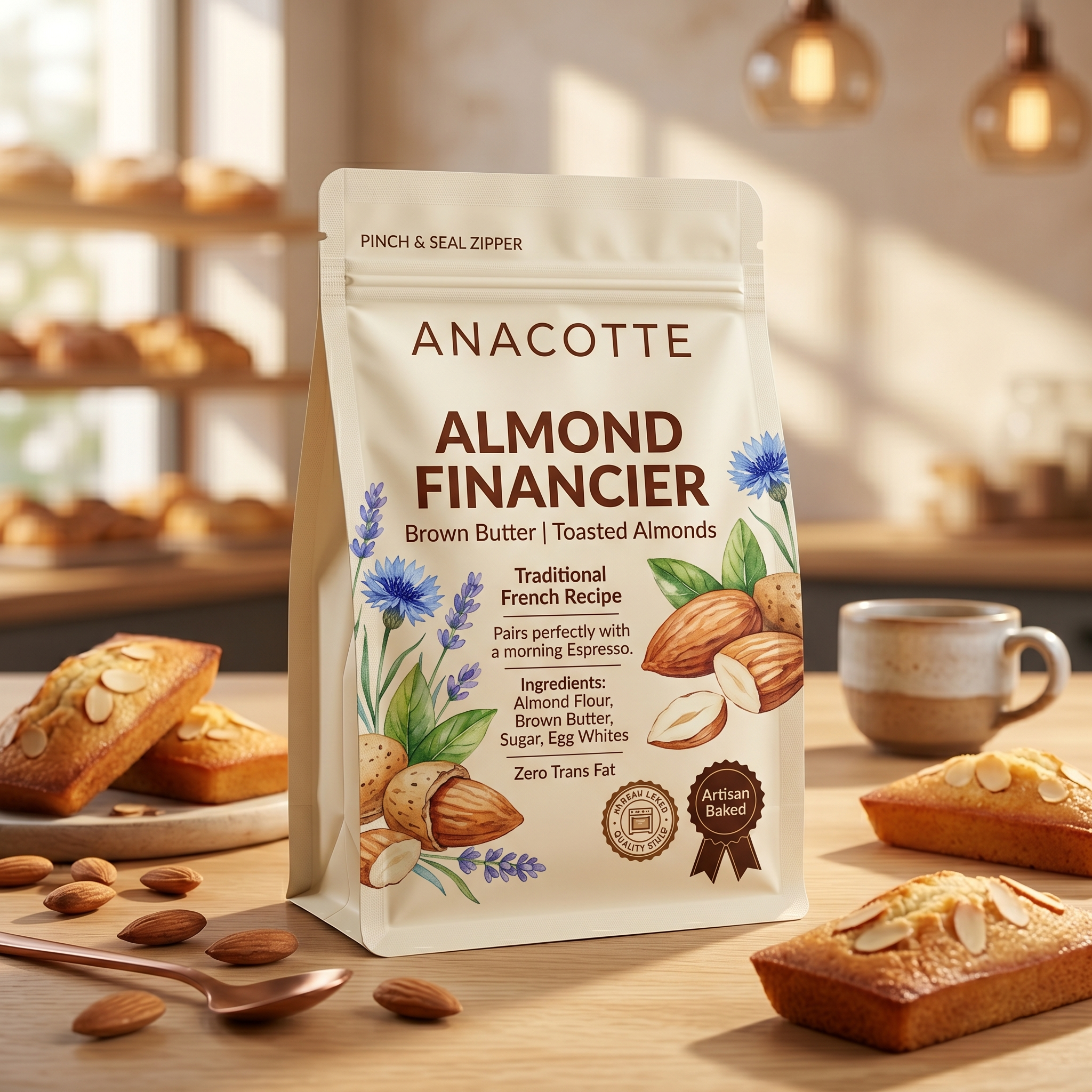 Mini Flat Bottom Pouches for Brown-Butter Financiers