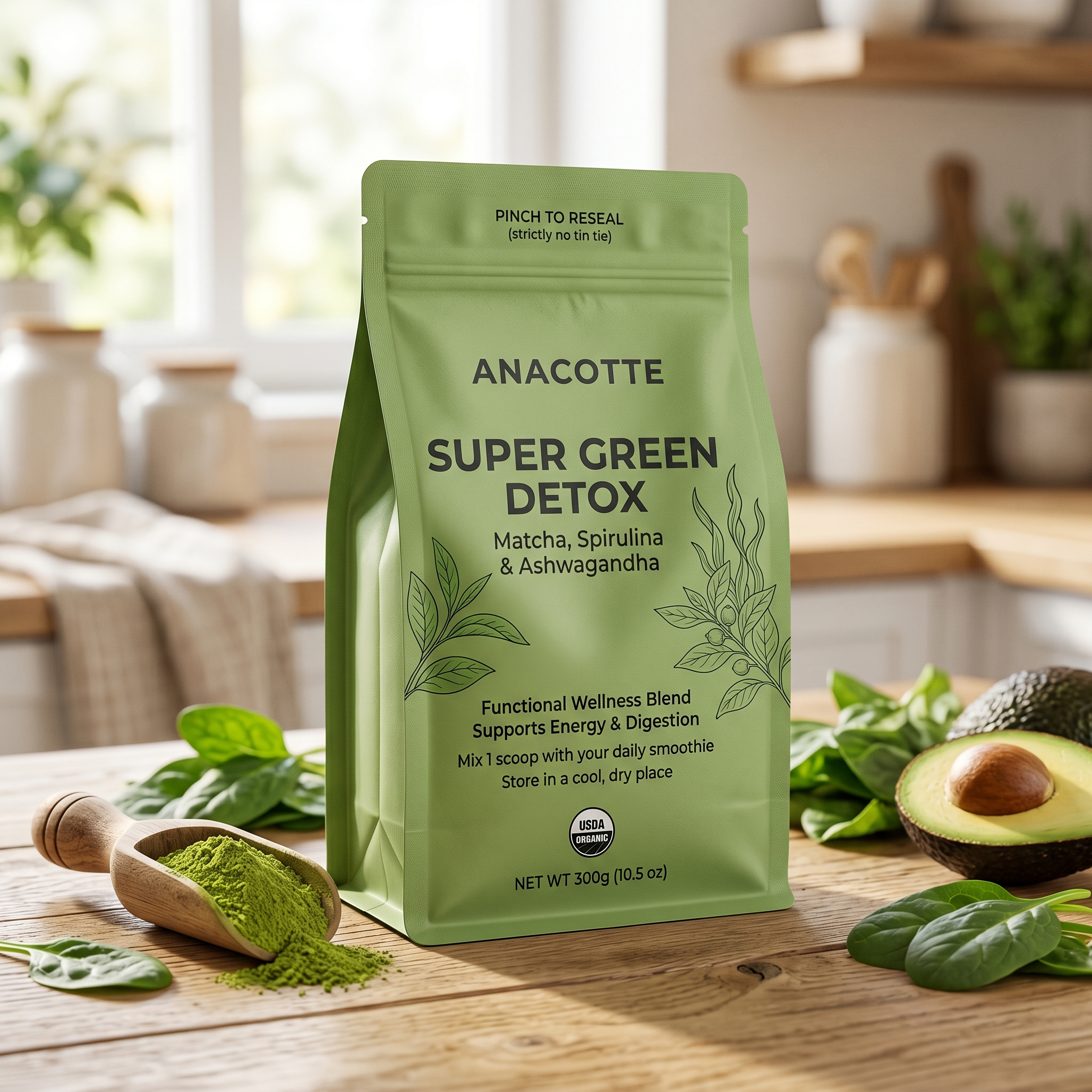 High-Barrier Flat Bottom Pouches for Superfood Smoothie Powders