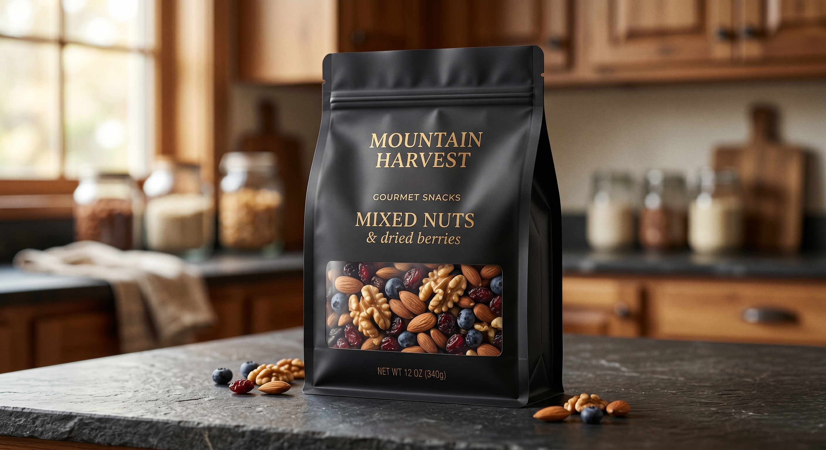 Custom Gourmet Snack Flat Bottom Pouches | Window Packaging Bags