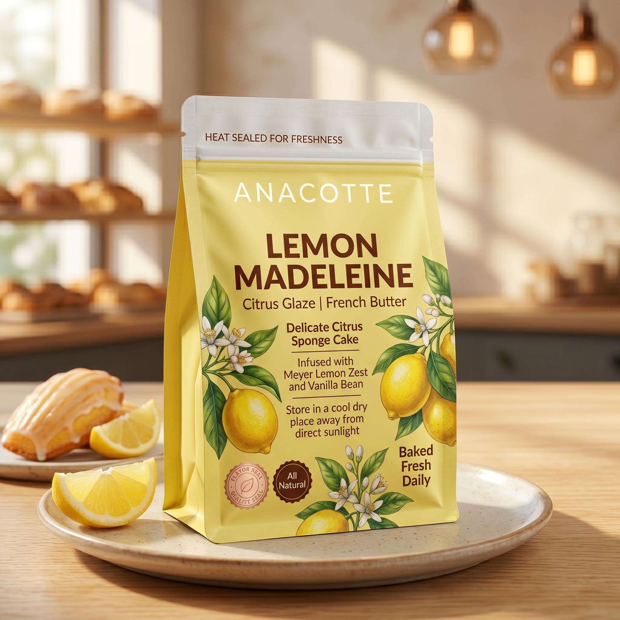 High-Barrier Side Gusset Bags for Lemon Madeleines