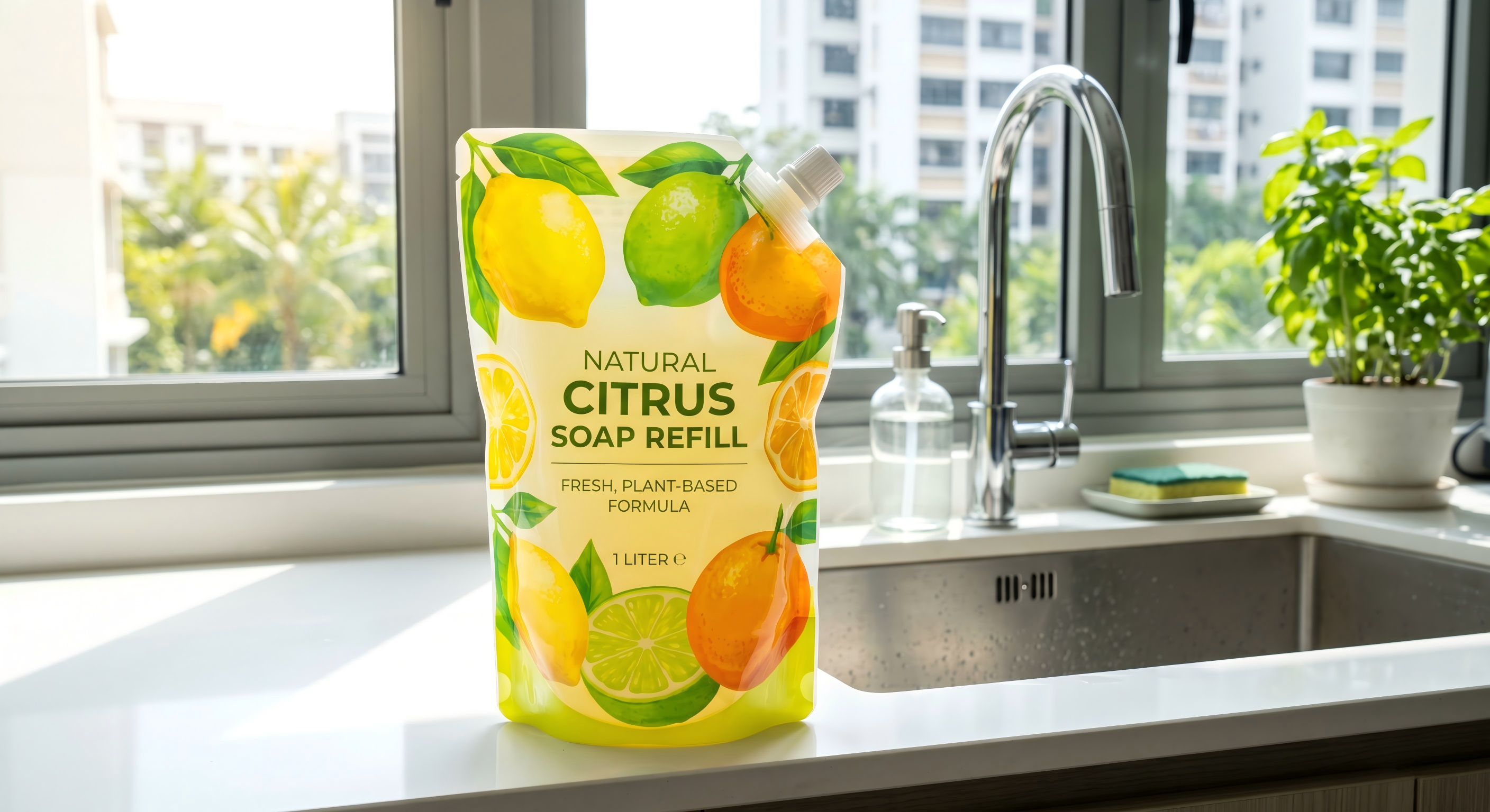 Dish Soap Refill Pouch with Corner Spout | Eco-Friendly Kitchen Bag