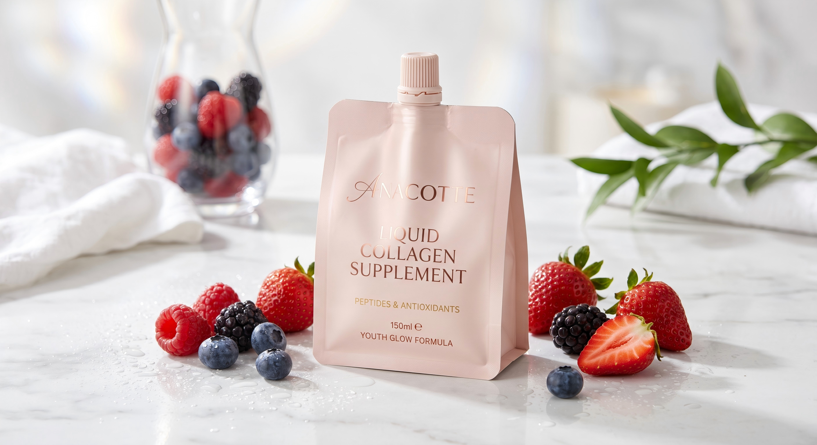 Liquid Collagen & Vitamin Spout Pouch | Premium Wellness Packaging