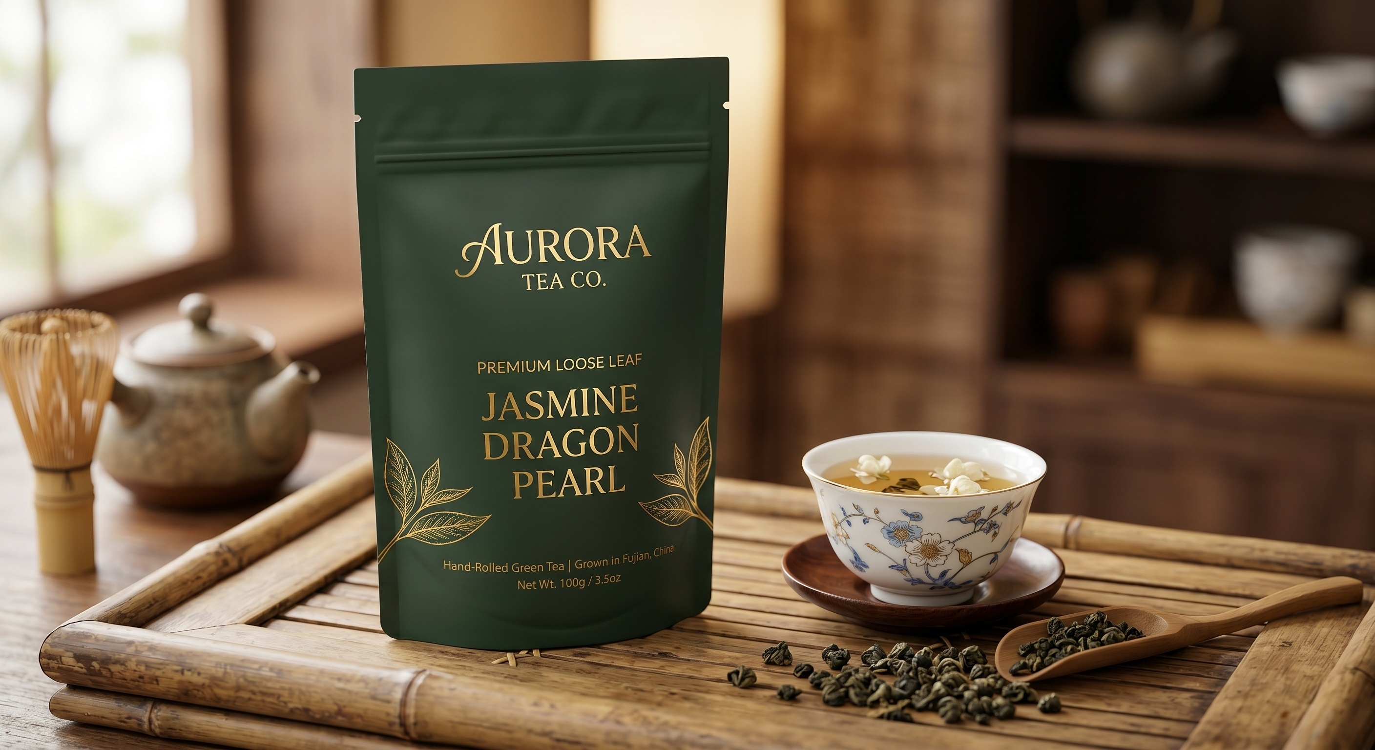Premium Loose Leaf Tea Stand Up Pouch | Custom Foil Aroma Bag