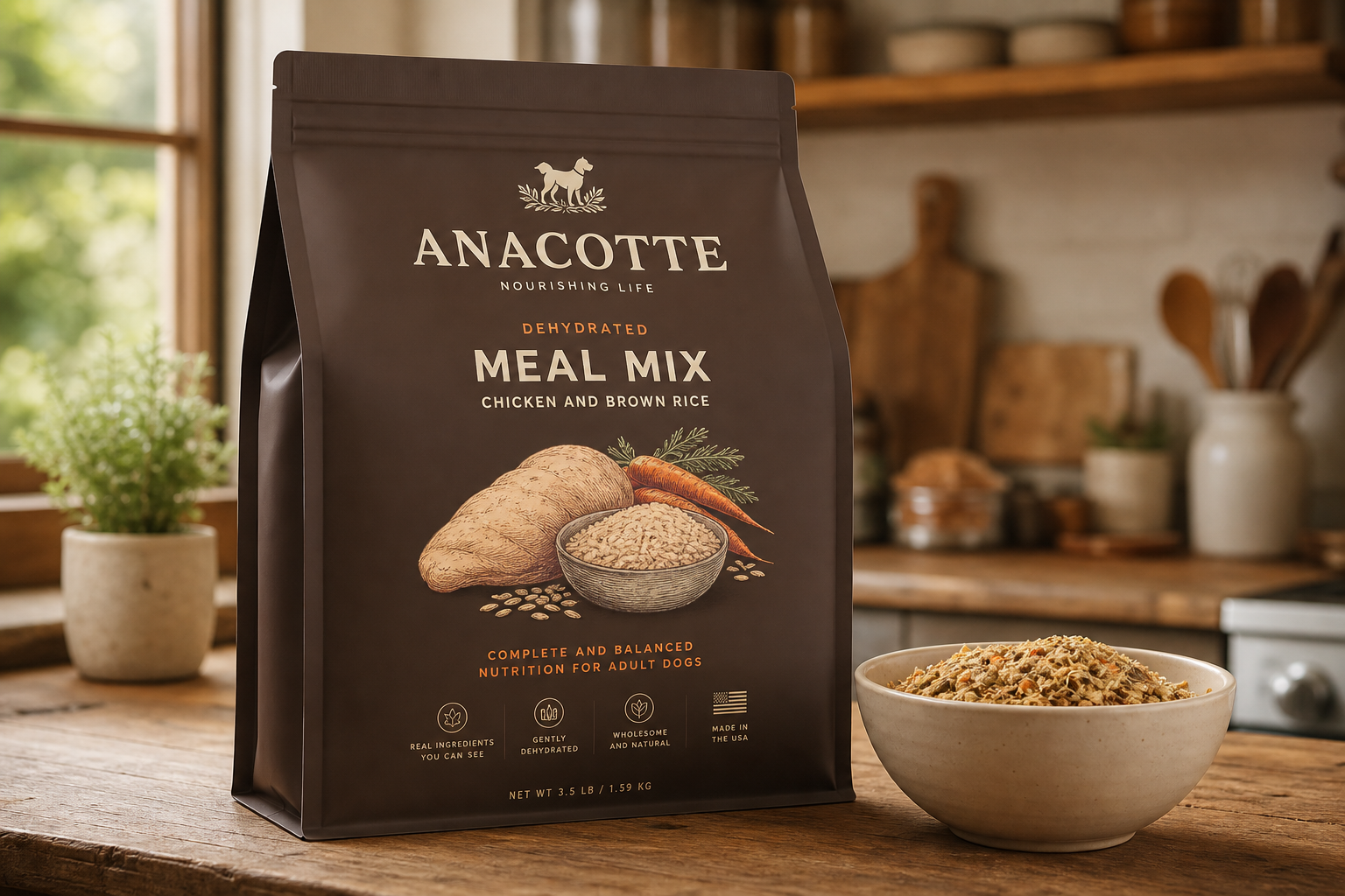 Custom Dehydrated Dog Meal Side Gusset Bag Packaging