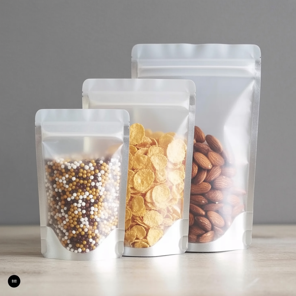 100 pcs Snack, Coffee & Dry Goods Packaging - Matte Clear Stand Up Pouches, Resealable Design