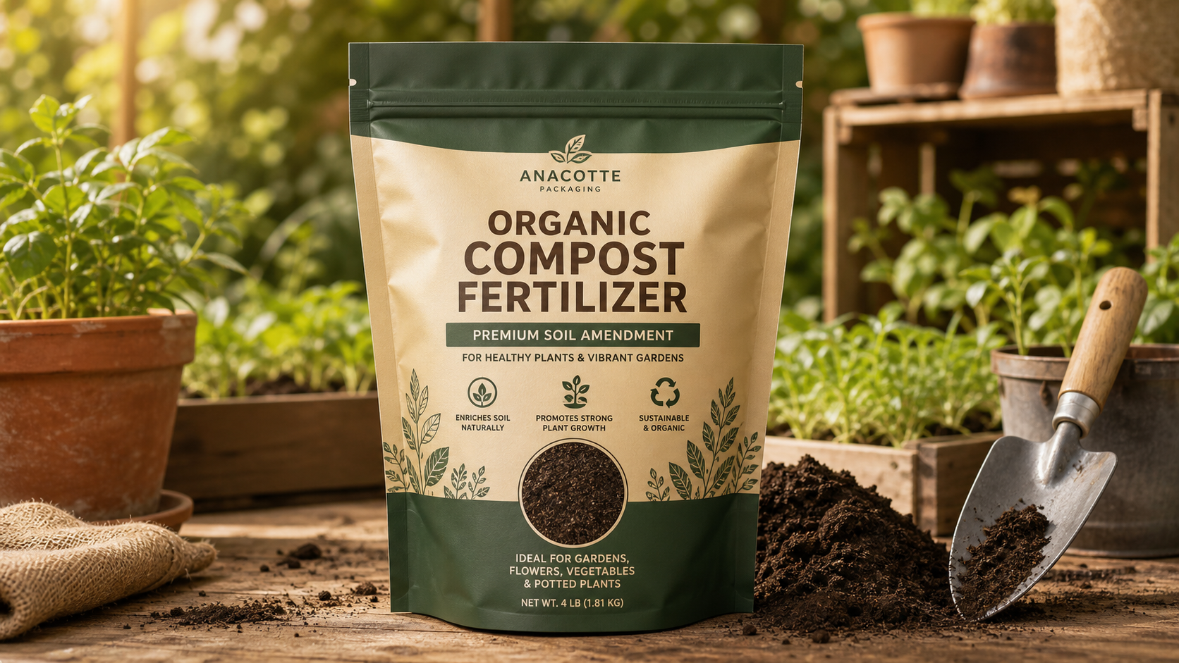Custom Organic Compost Fertilizer Bag | Heavy-Duty Garden Pouch