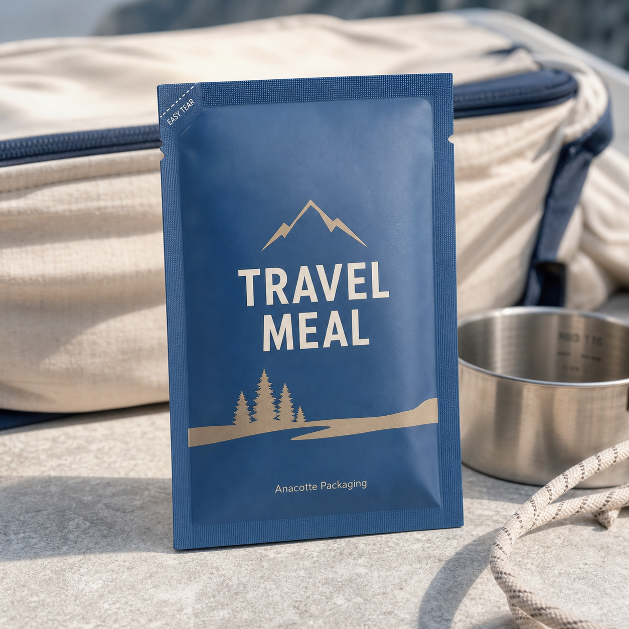 Freeze-dried dog food travel sachet for a single-meal trial
