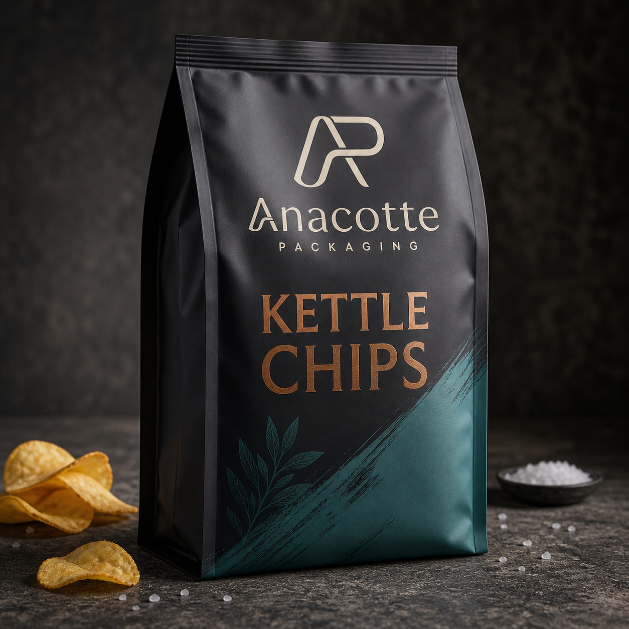 Custom kettle chips side gusset bag by Anacotte Packaging